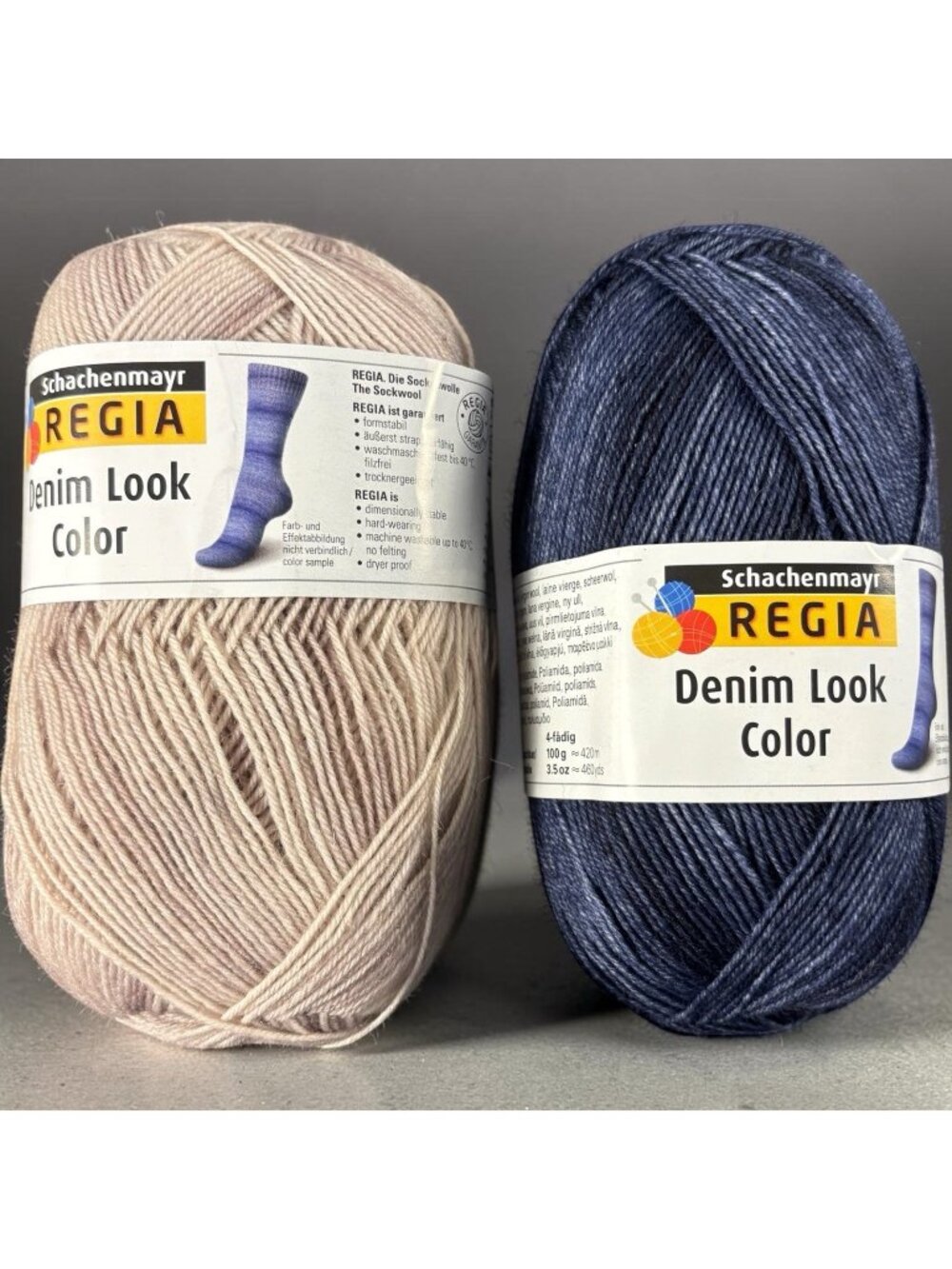 REGIA Denim Look Color Sock Yarn 4 Ply Wool Blend 2 Skeins 920 Yds